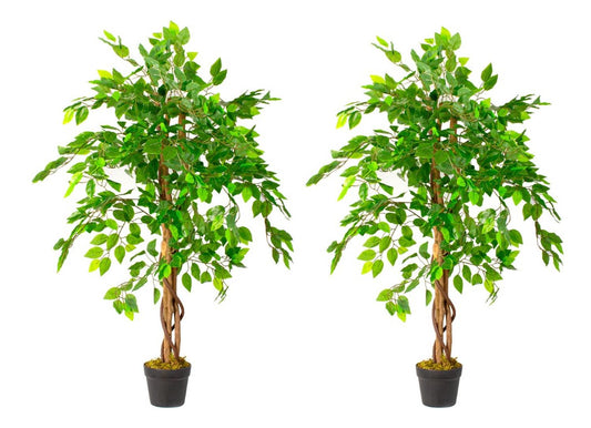2 X 1 Plantas Artificiales Baratas Ficus 120 Cm Arbusto Real - Arbusto Real