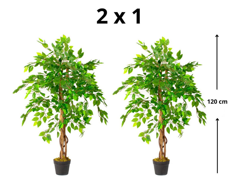 2 X 1 Plantas Artificiales Baratas Ficus 120 Cm Arbusto Real - Arbusto Real