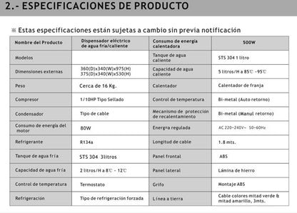 Dispensador de Agua Compresor 3 llaves c/Gaveta Blanco PREMIUM