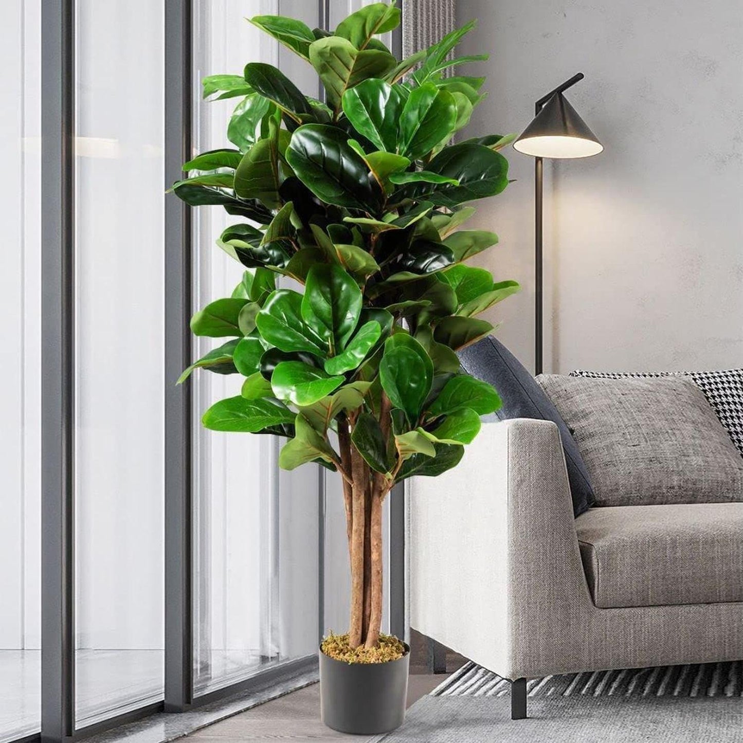 Planta Artificial Ficus Lyrata 150 cm. Premium 180 hojas - Arbusto Real
